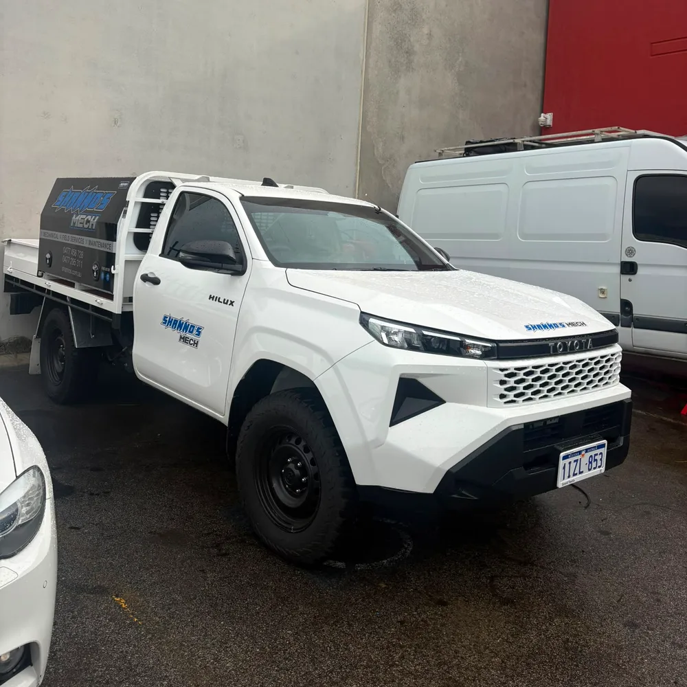 Shanno&rsquo;s white service ute parked at the yard